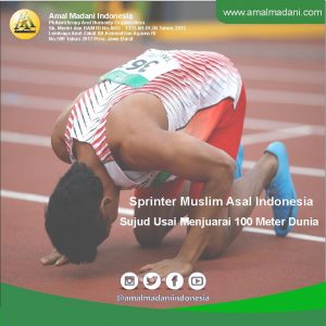 Sprinter Muslim Asal Indonesia Sujud Usai Menjuarai 100 M Dunia